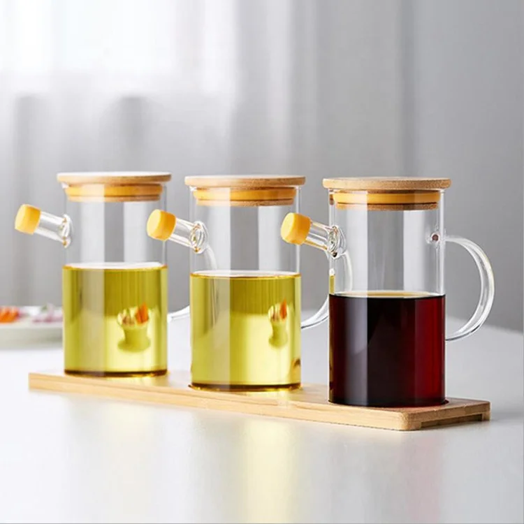 High borosilicate glass quantitative oil pot kitchen household oil tank creative soy sauce vinegar bottle seasoning bottle set