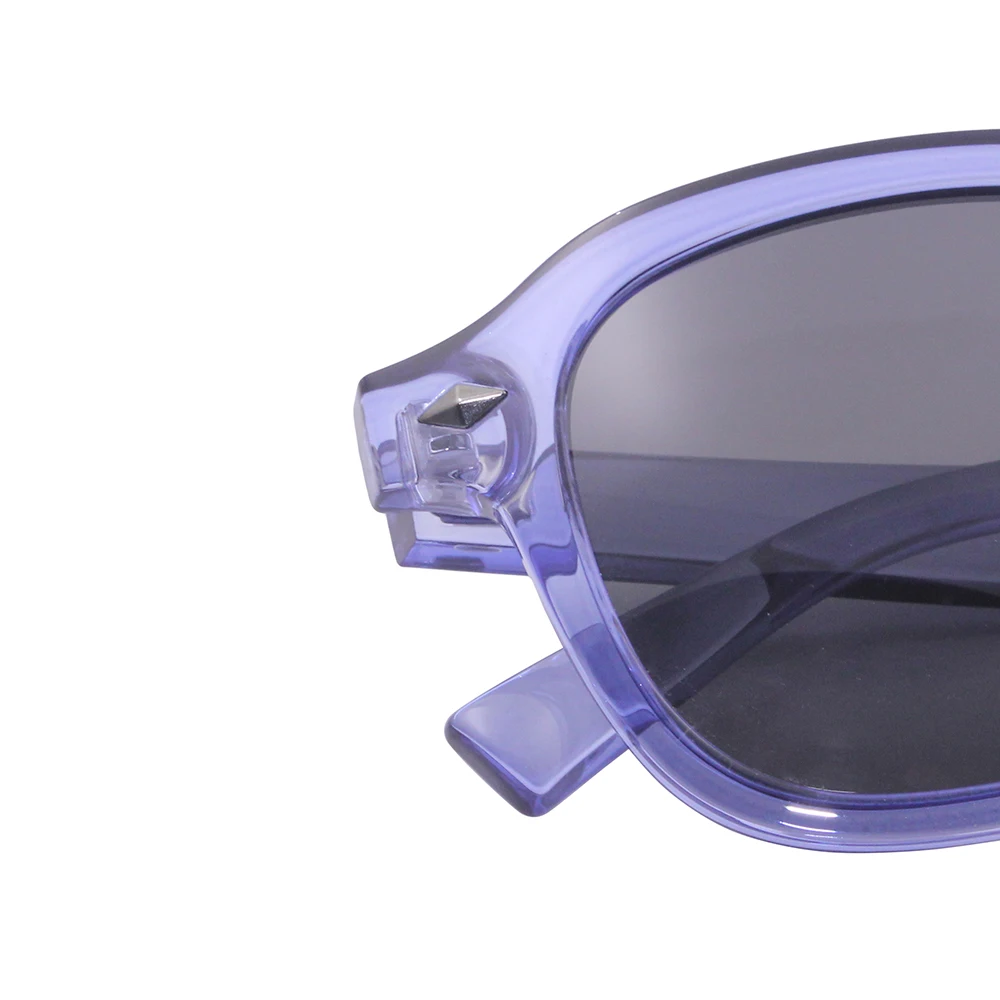 Shiny transparent plastic glasses custom color women wholesale sunglasses with rivet
