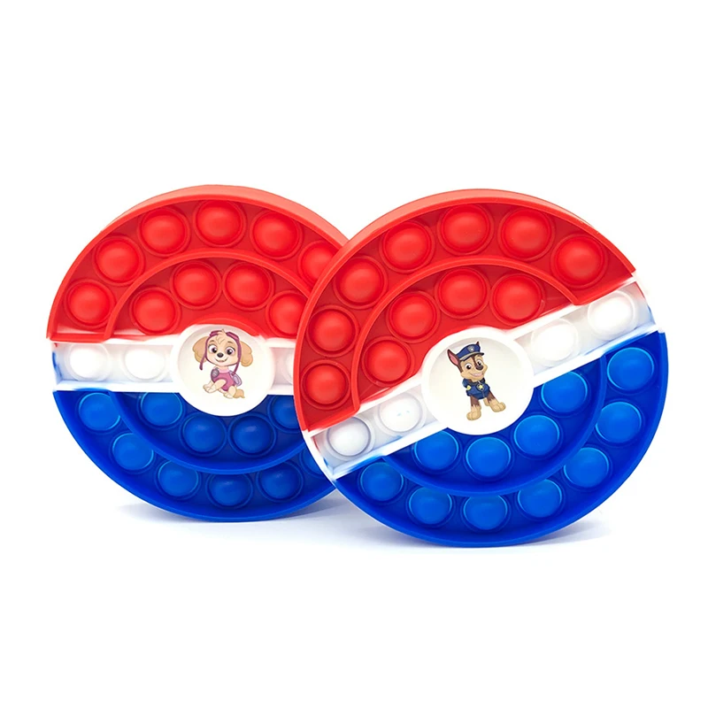 Kids Offset Printing Animated Character Paw Patriol Dogs Popit Push Bubble Fidget Sensory Toy Decompression Game Toy