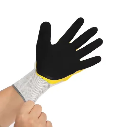 Factory nylon wear-resistant and slip-resistant butyl-acrylate construction site work at sea labor protection gloves wholesale