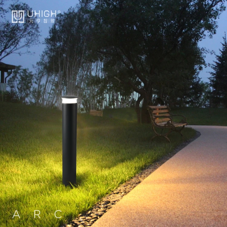 UHIGH Modern Waterproof IP65 Aluminium 9w 18w Garden Lawn Outdoor LED Bollard Light