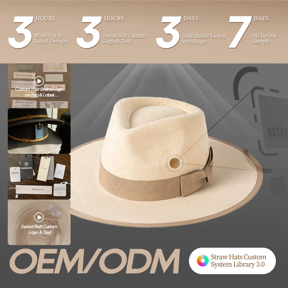 Shinehats OEM 2024 New Fashion Light Camel Cowboy Hat Sombrero 100% Australian Wool Rabbit Wide Brim Breathable Fedora Hats