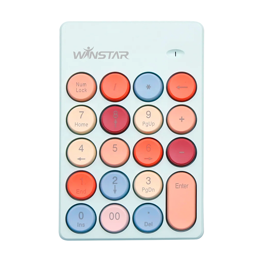 Razeak 2.4G Cordless External Keyboard Portable Ergonomic Cute Colorful Retro Mini Wireless Numeric Keypad for Computer Laptop
