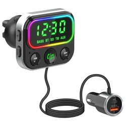 High Quality auto electronics Voltage Detection Voice Assistant Bluetooth FM Transmitter Wireless Car MP3 Player Charger