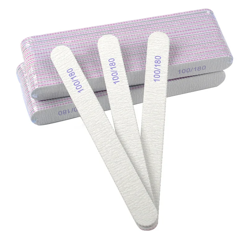 Zebra Curve Nail Files 100/180 Grit Double Sided Gray Buffer Block Files UV Gel Salon DIY Beauty Nails Care Tools