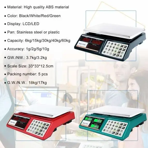 40kg Electronic Weighing Scale Digital Price Computing Scale for Retail Use
