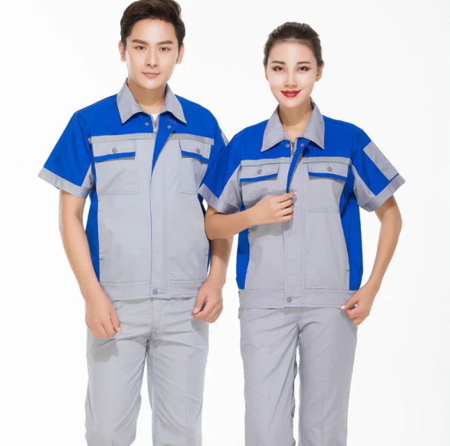 Wholesales 2021 hot sale work clothes uniform auto repair welding work wear suits short sleeve labor workwears with custom logo