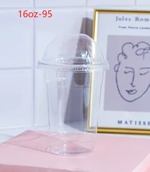 Custom logo printed clear 12, 16, 20, 24oz PP PET transparent disposable plastic boba cup with lid