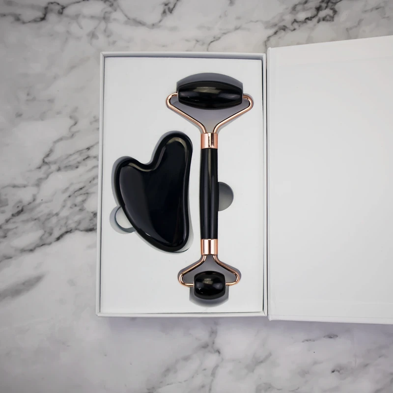 Натуральный черный нефритовый ролик для массажа лица и инструментов Guasha