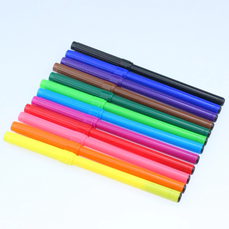 Promotional ventilated simple slim water color pencils felt tip pen washable marker for kids drawing sketching