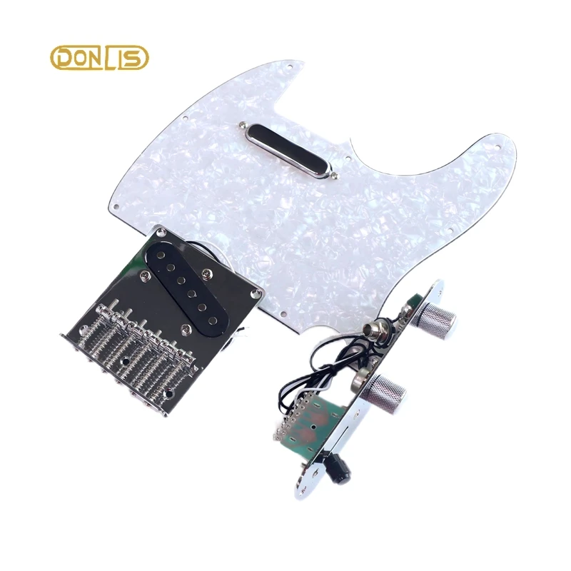 Donlis Prewired White pearloid TL Guitar Pickguard Assembly Wired With Ceramic Pickup Sets And Assmebled Control Plate