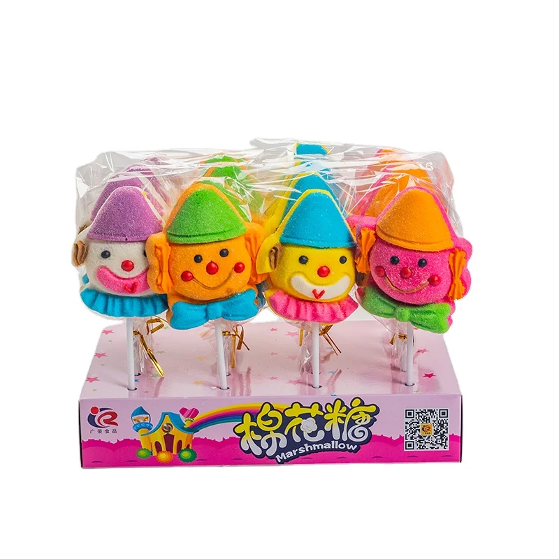 Confectionery for decorating funny clown marshmallow  candy halal sweets lollipop