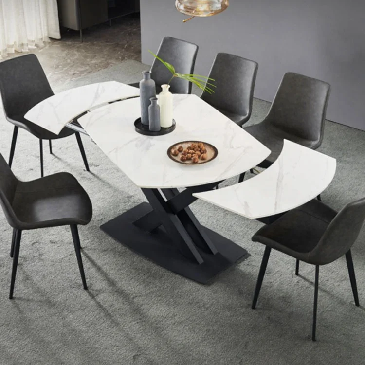Nordic modern Rock Plate Dining Table And Chair Combination Italian Cheap Family Small Model Modern foldable Dining Table Set