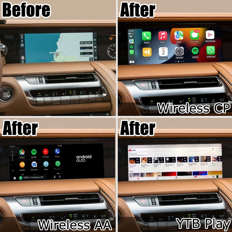 Android wireless CP AA box for Lexus LC500h 2017- video interface GPS navigation with touch control wireless auto LC500