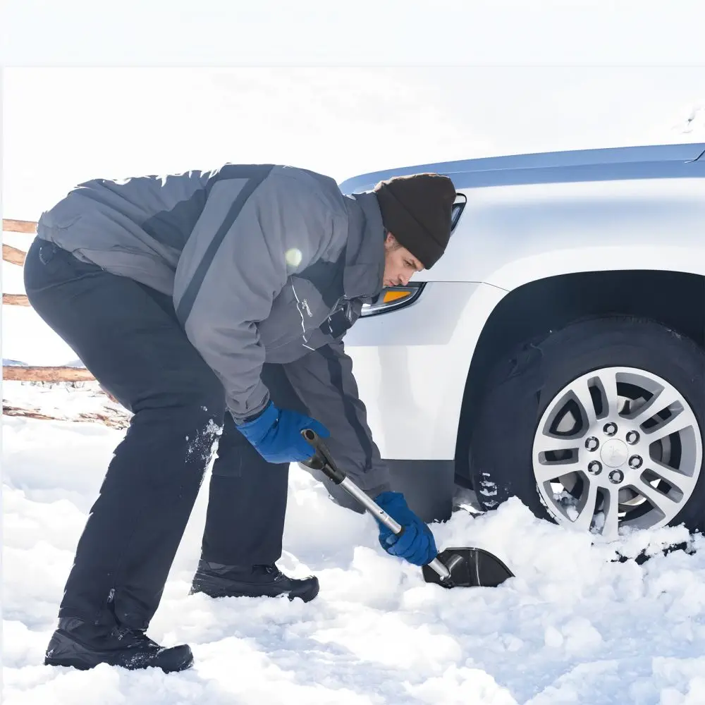 Premium Detachable Snow Shovel Aluminum Tube with D-Grip Wide Blades Plastic Pusher Remover Car Snow Shovels