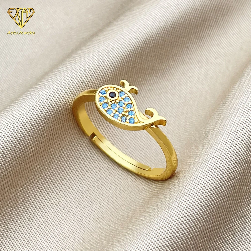 Fancy jewelry 18k gold multi color marquise love heart eyes whale shape dainty zircon ring