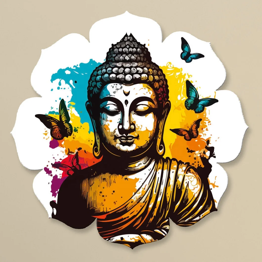 Buddha statue Unique shape Printing Painting Inspired Buddhism Pop Graffiti Wall Art For Home Office Decor