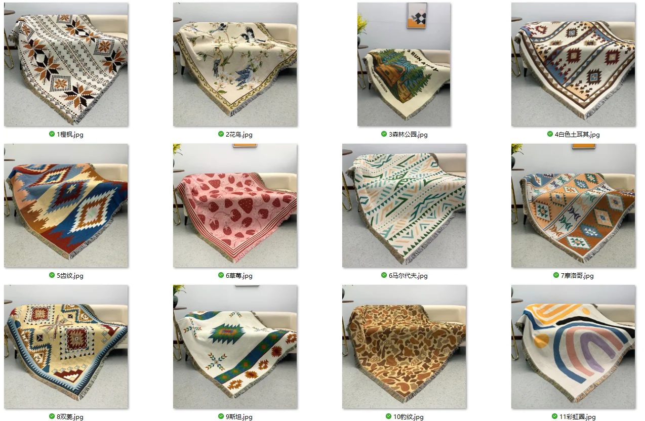 Custom any design multi function home use camping picnic cotton polyester jacquard weave custom woven tapestry blanket