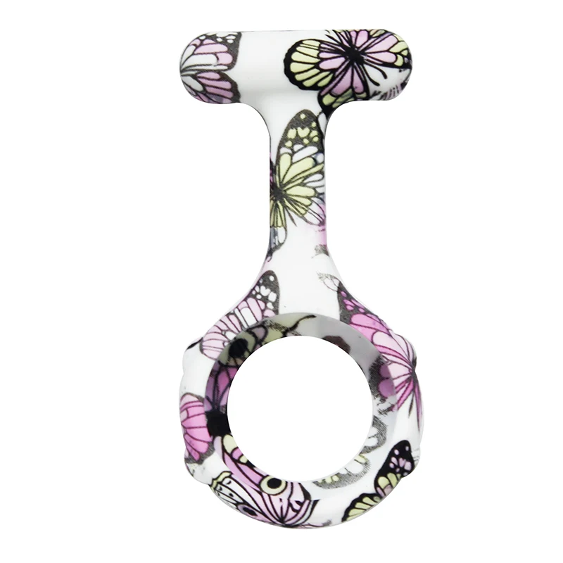 Printed Butterfly Rubber Doctor Fob Pocket Nurse Watch Medical Gift Hospital Silicone Case for Silicone