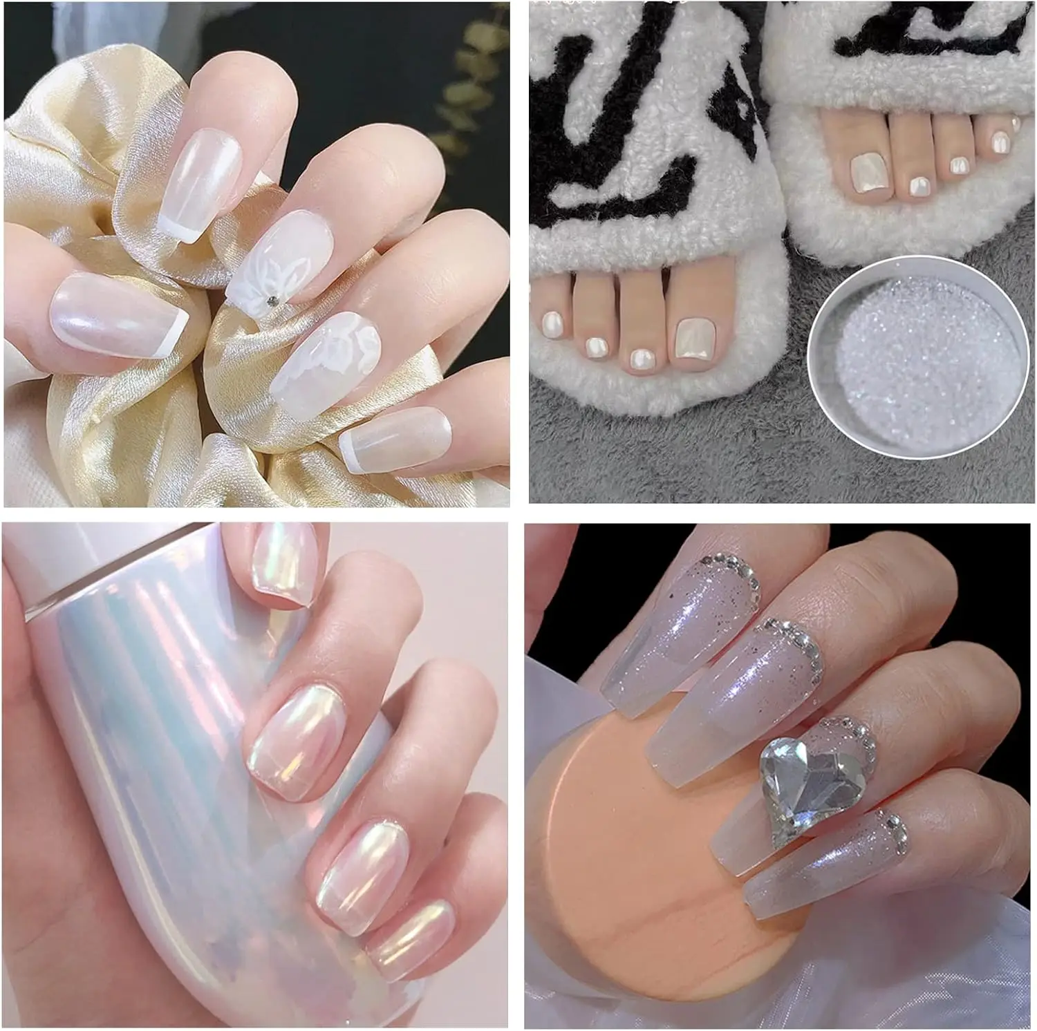 High Brightness Pearl White Chrome Nail Powder Mirror Powder Nail Pigment Powder White