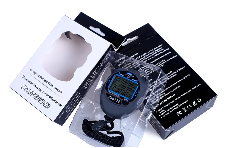 Resee Profesional Digital Stopwatch Timer 60  Lap Memory Stop Watch Three Rows Display Swimming Waterproof Stopwatch for Running