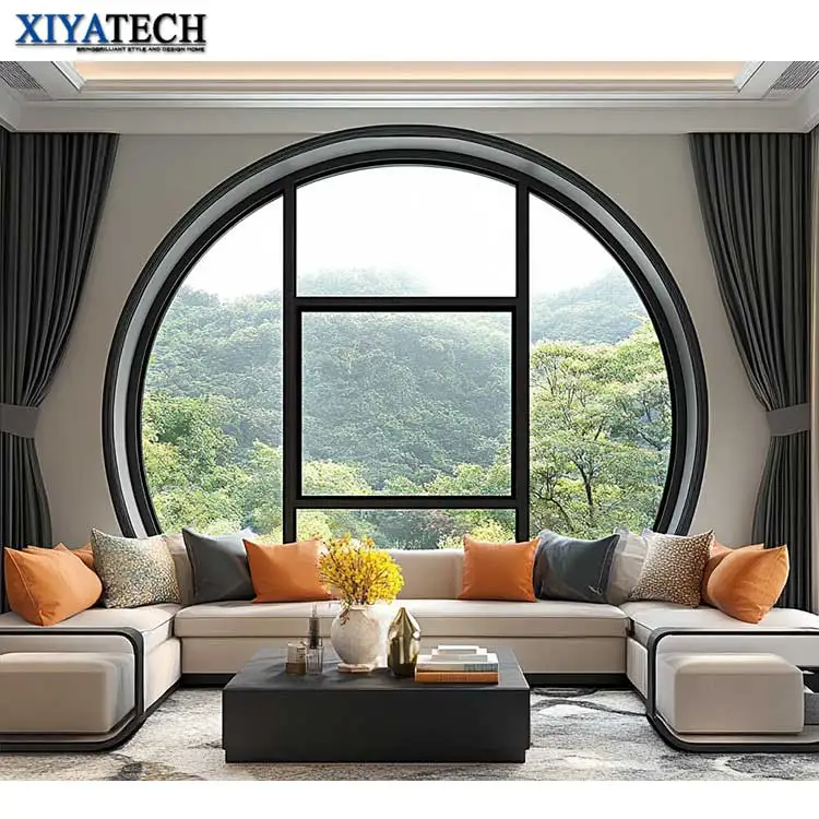XIYATECH custom grilles burglar proof french aluminum alloy designs simple half moon arched aluminum windows and doors in China
