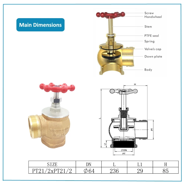 Made in China bronze fire hydrant hose angle valve for firefighting system