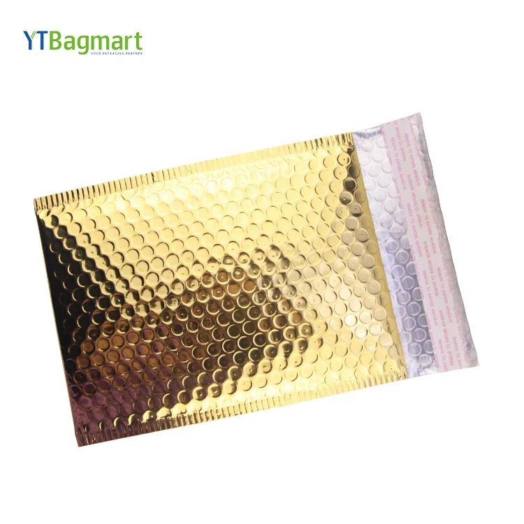 Metallic Foil Gold Bubble Mailers Plastic Courier Envelopes Shipping Package Golden Mailing Bags