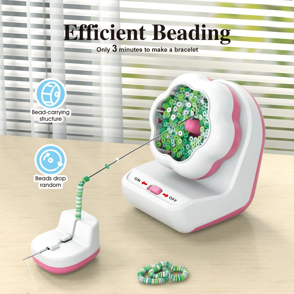 2024 New USB automatic beading machine weaving string rice bead and broken silver adjustable speed electric beading machine knit