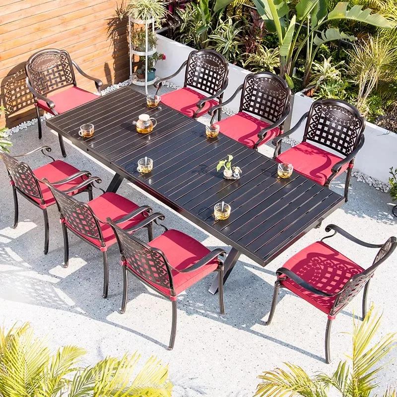 modern Metal outdoor furniture garden vintage patio sets wrought cast iron metal bistro garden table and chairs