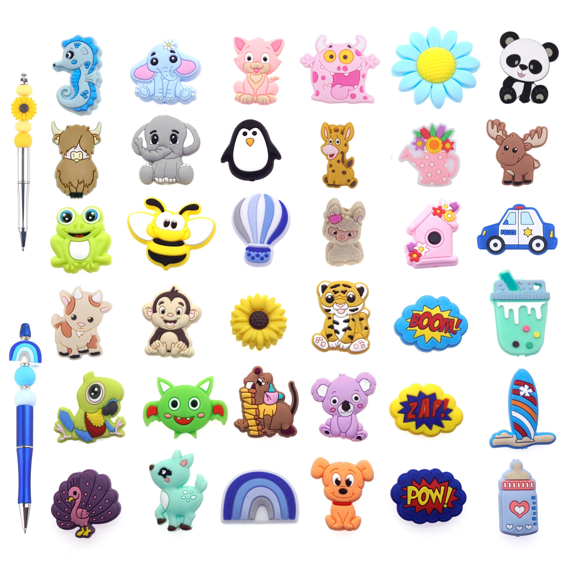 Wholesale Custom Silicone Focal Beads For Pens Making Diy Baby Pacifier Clip Accessories Jewelry Silicone Teething Beads Charms