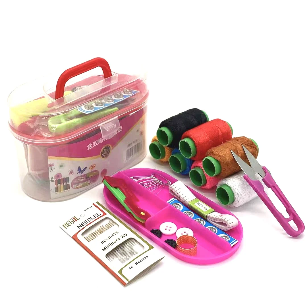 Высококачественный набор из 10 игл с золотым хвостом, набор из 7 цветов с большой нитью и коробкой для сокровищ, набор больших швейных коробок