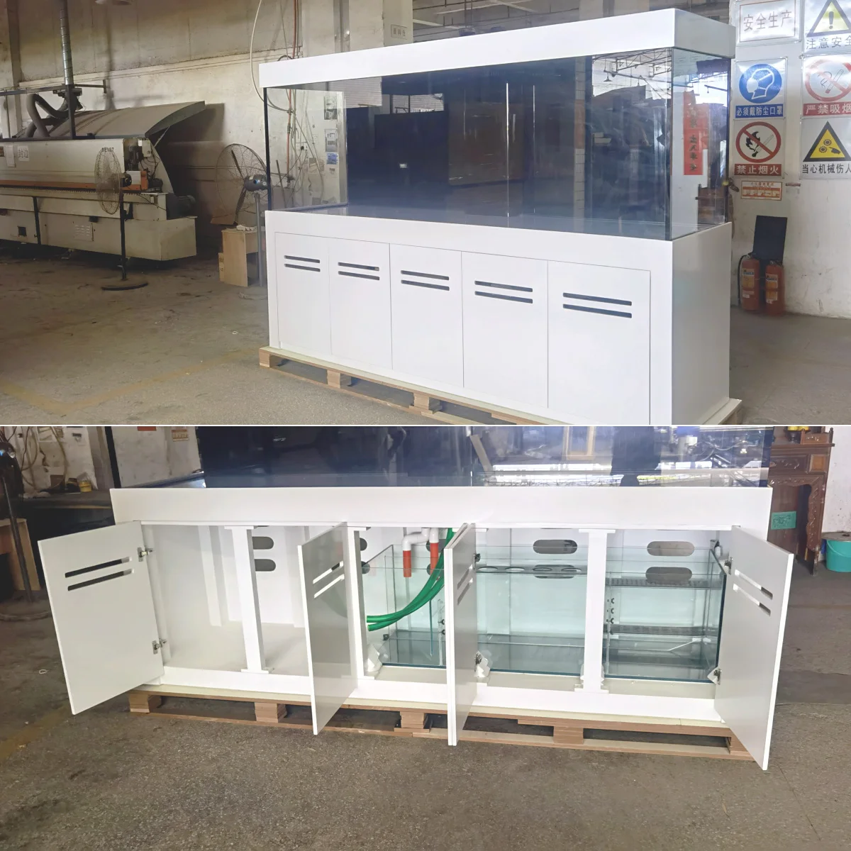 Custom Aluminum Alloy Fresh Water Ground Cabinet Sump Tank 19mm large Low Iron Glass Fish Tank