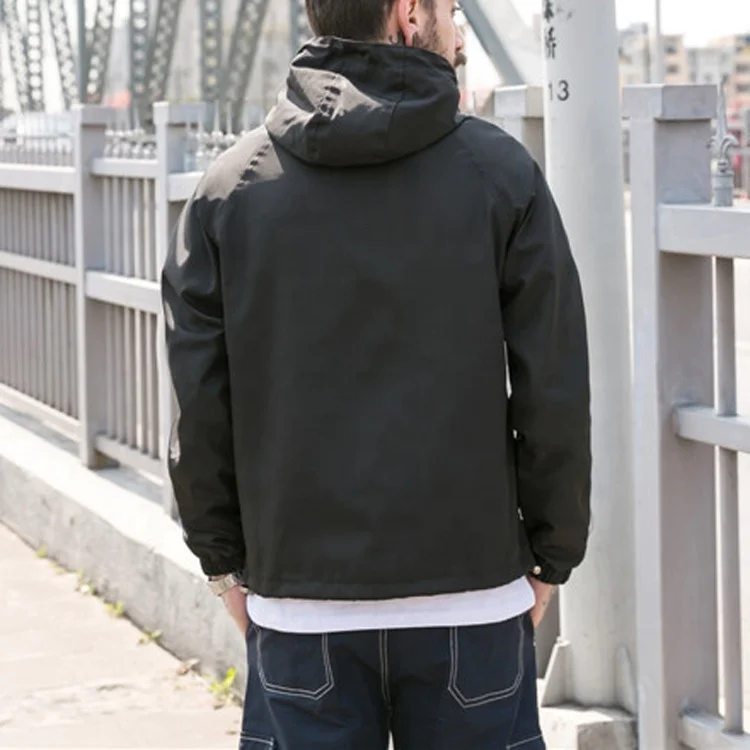 
Men half zipper custom printed logo jacket polyester windbreaker jacket 