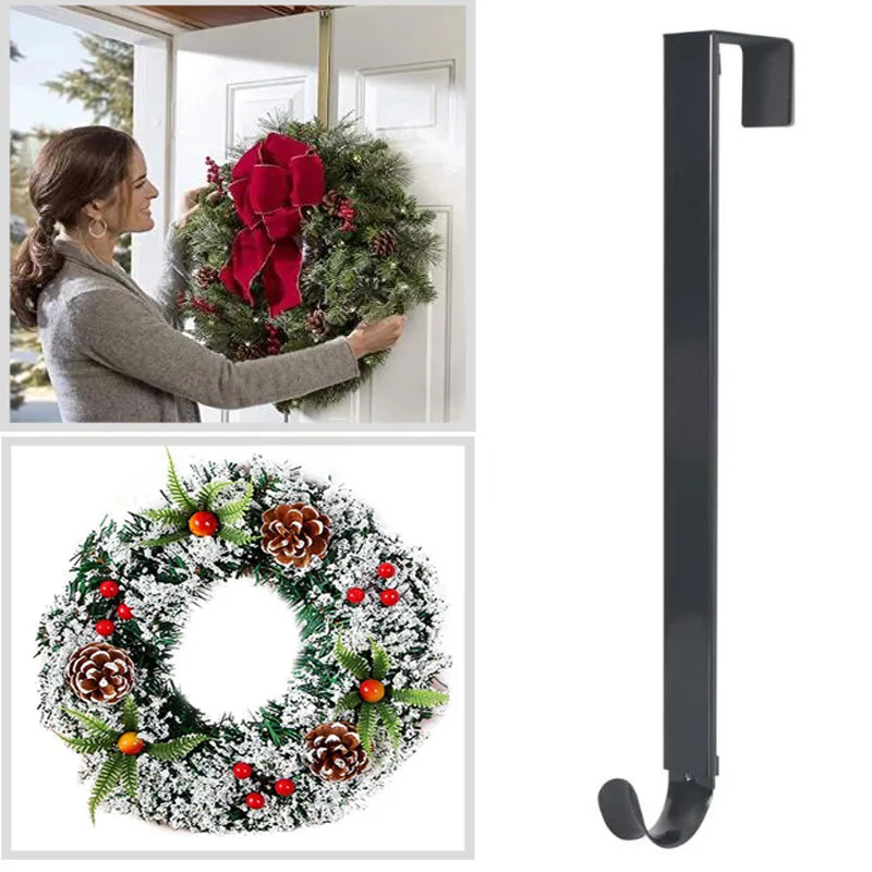High Quality 15' Extendable Christmas Wreath Hanger Metal Hook Decorative Over the Door for Ornament