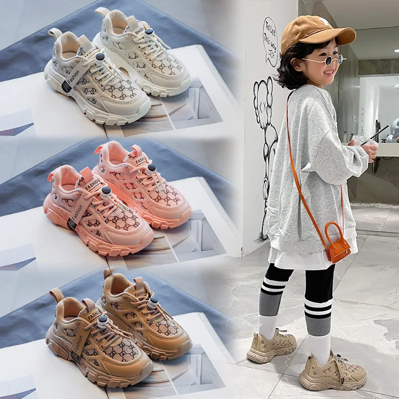 
dropshipping lace-up designer luxury kid sneaker casual sports shoes for girls boy 