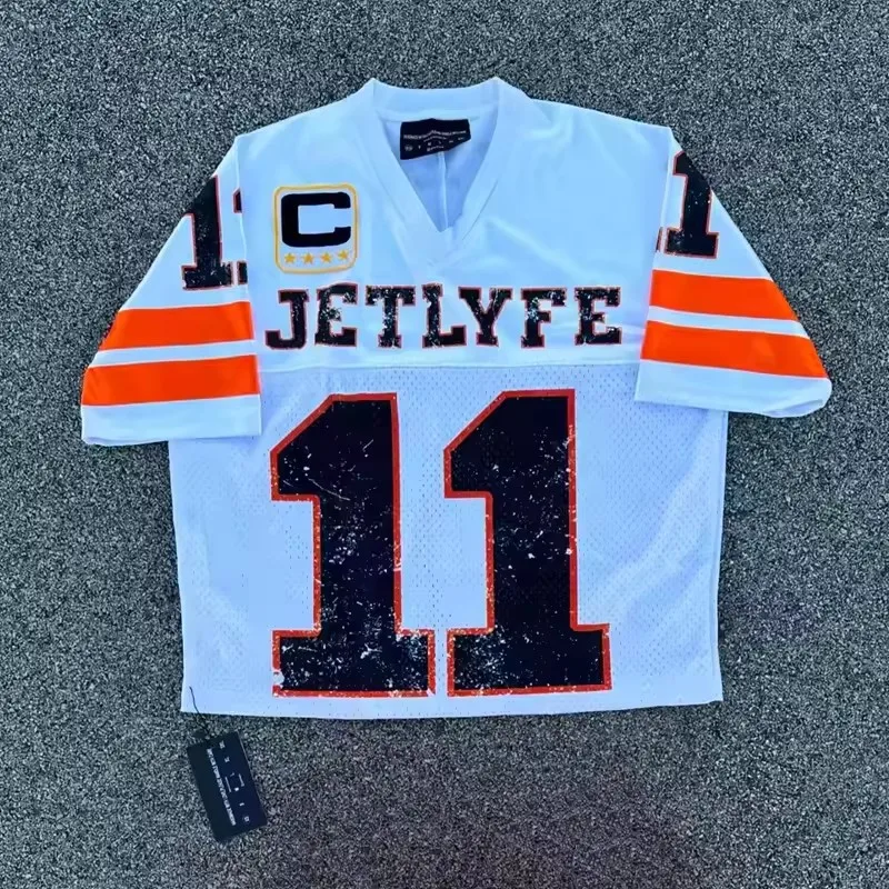 Custom logo Jersey screen Print shirt Wholesale Streetwear Oversized Cropped Tee Top Football Practice Mesh T-Shirt For Men