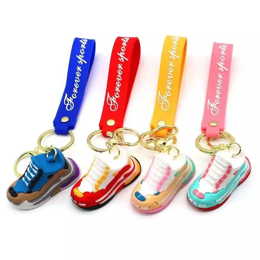 wholesale good quality 3D mini air  basketball shoe sneaker rubber pvc shoes keychain