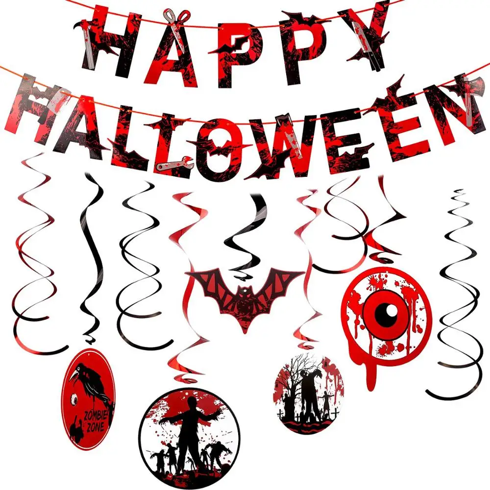 Hot Sale Halloween Craft Home Decoration Halloween Party Hanging Banner Spiral Ornaments Scary Halloween Decoration Outdoor