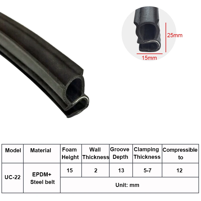 Car Door Frame Anti-skid U Channel With Sponge Bulb Seal Strips