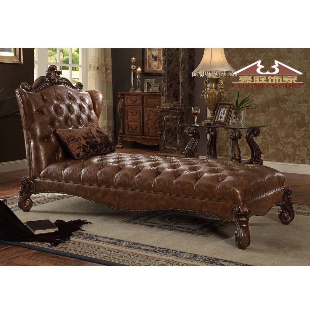 Longhao Antique design royal carved chaise lounge chair european style linen toddler lounge chairs