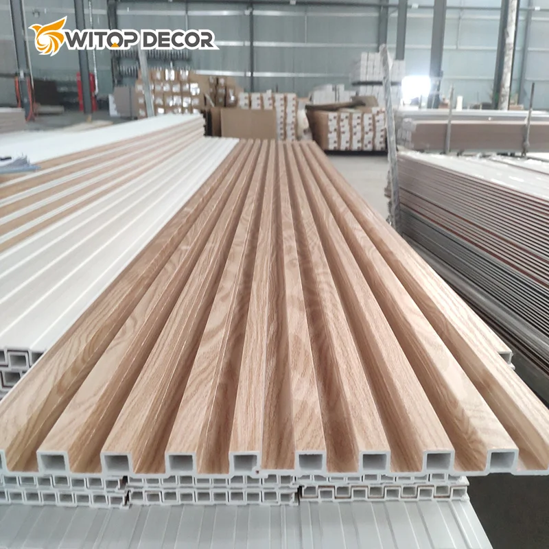New grooved wood plastic bamboo fibre background decorative wood interior building fluted 3D wpc pvc wall panel Other Boards
