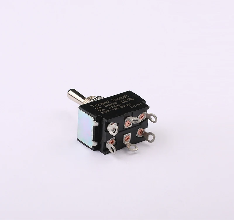 Mini Industrial 10A 250VAC 15A 125VAC Toggle Switch China Double pole 3way (on)-off-(on) double way momentary T6025U