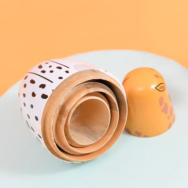 2024 New Design Paint animal Children Custom Nesting Russia Doll Toy Wooden Matryoshka