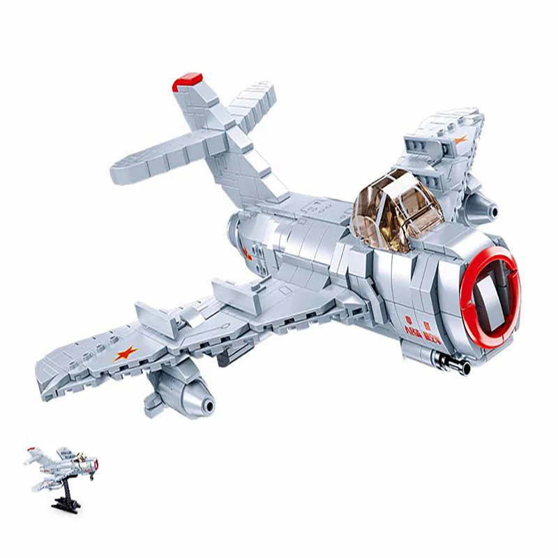 Sluban Building Blocks Military Series Army Set M38-B0983 BIS  Fighter Jet Small Particle Exquisite Bricks Construction Toys