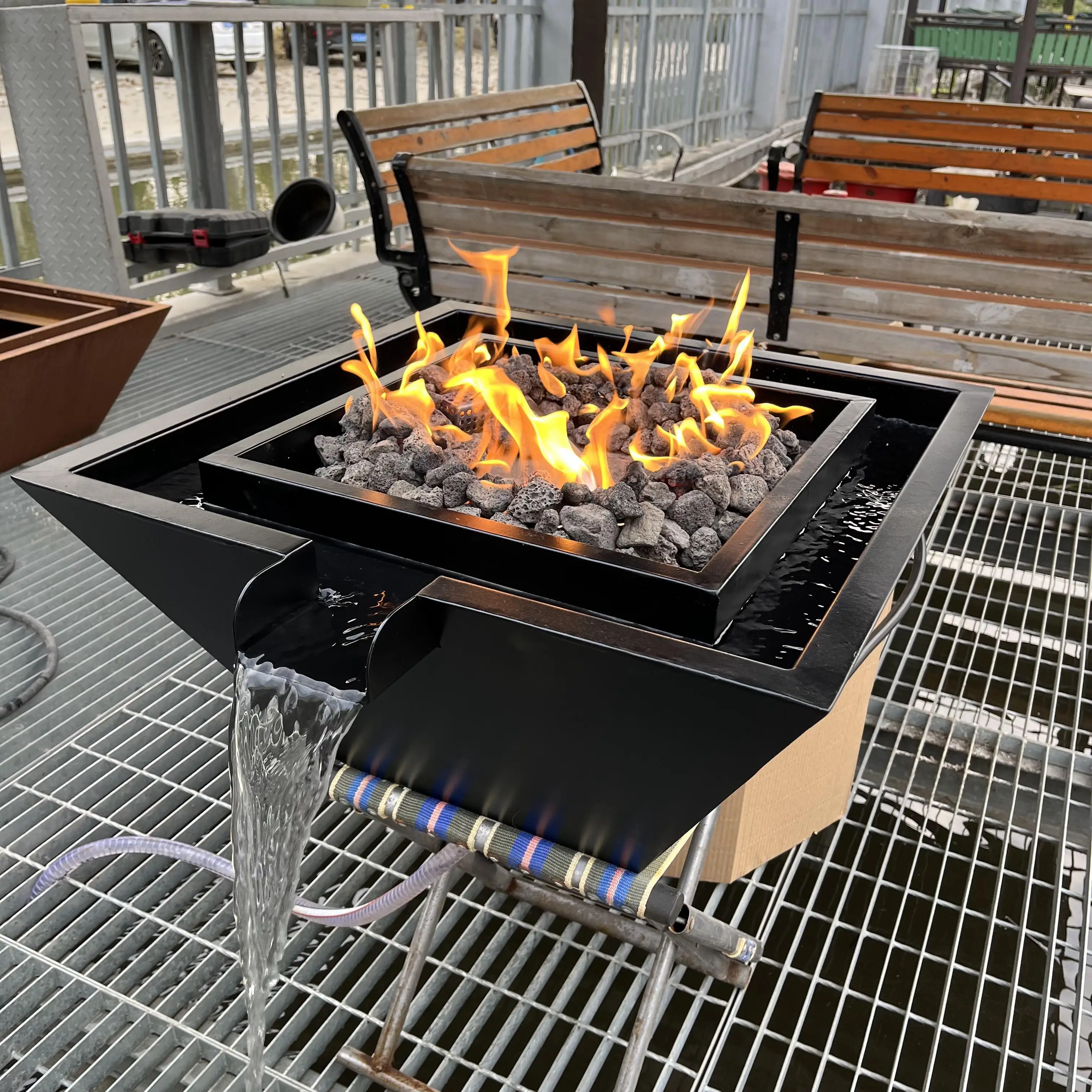 outdoor  Remote control and water outlet black  Fire Pits