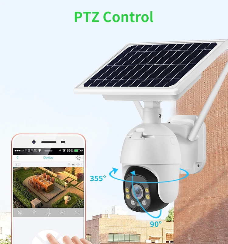 2021 Wildlife Farm Stand Alone PTZ Ball 360 Panoramic Motion Detection Solaire Battery HD Solar 4g Camera
