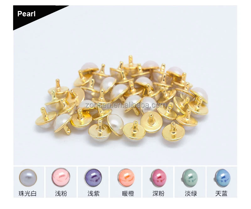 Wholesale 8mm Metal Rivets Brass Material Decorative Pearl Rivet Studs Eco-friendly For Clothes Shoes Bags