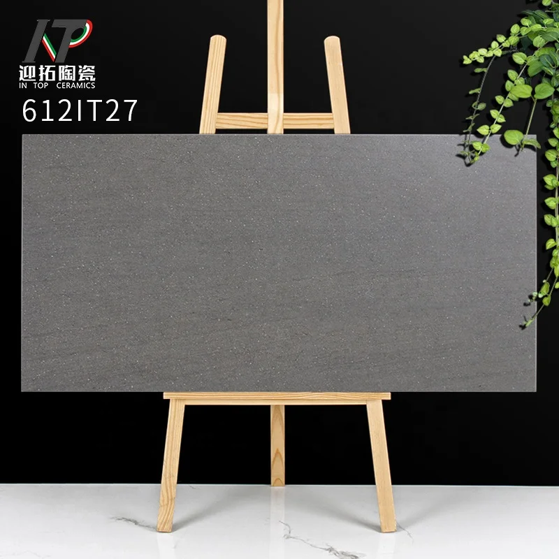 600x1200mm Matt plain grey full plorcelain tile rustic floor tiles non-slip wear-resisting restaurant clothing shop indoor