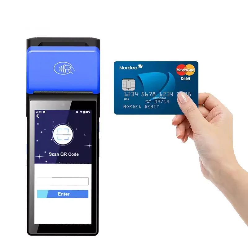 4G NFC Android 12 0 2 + 16G память Pos машина 5 дюймов сенсорный экран терминал ручной POS V510